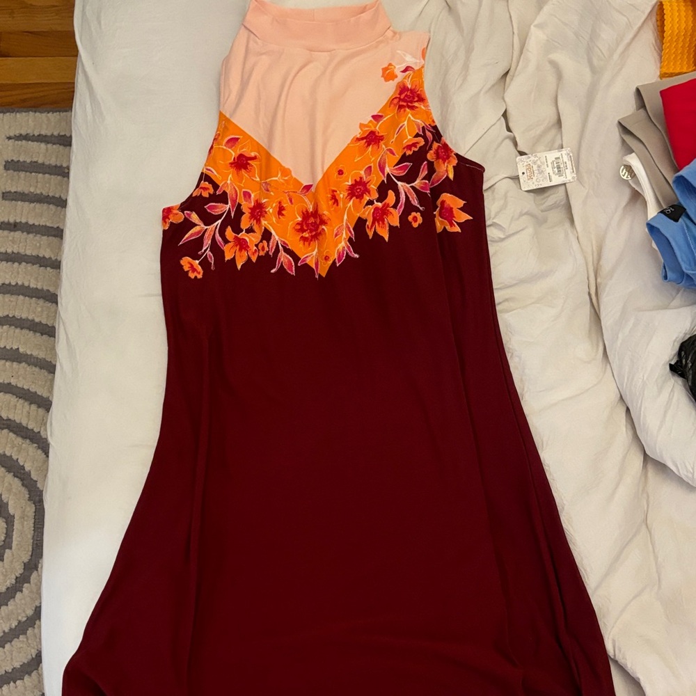 Mudd Burgundy and Peach Floral Dress